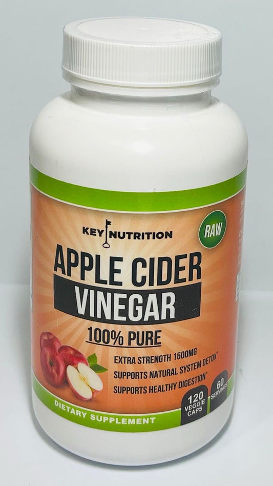 Apple Cider Vinegar 1500 mg 100% Pure Key Nutrition 120 Veggie Caps0