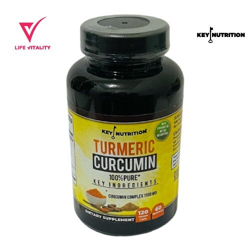 Turmeric Curcumin Complex 100%Pure 1500 mg 120 VCaps 60 Servings | Key Nutrition0