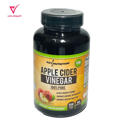 Apple Cider Vinegar 1500 mg 100% Pure Key Nutrition 120 Veggie Caps0